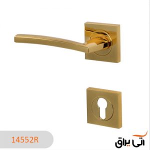 دستگیره درب چوبی ایران مدل 1452R رزت طلایی