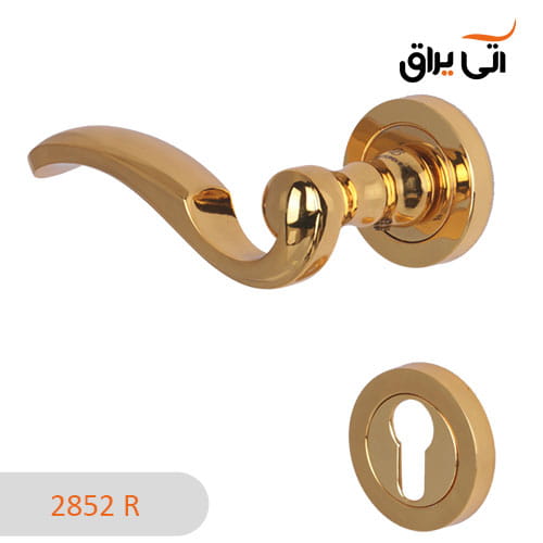 دستگیره درب چوبی ایران مدل 2852R رزت طلایی